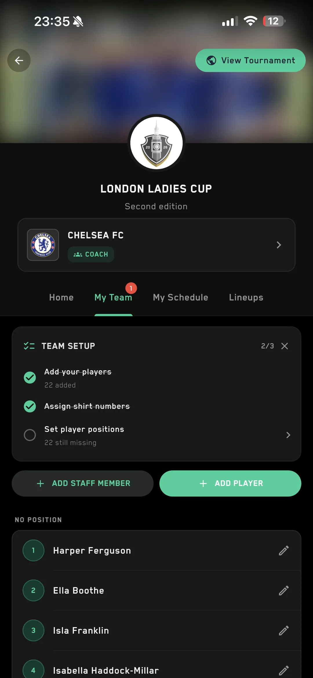 Coaches and players, sorted